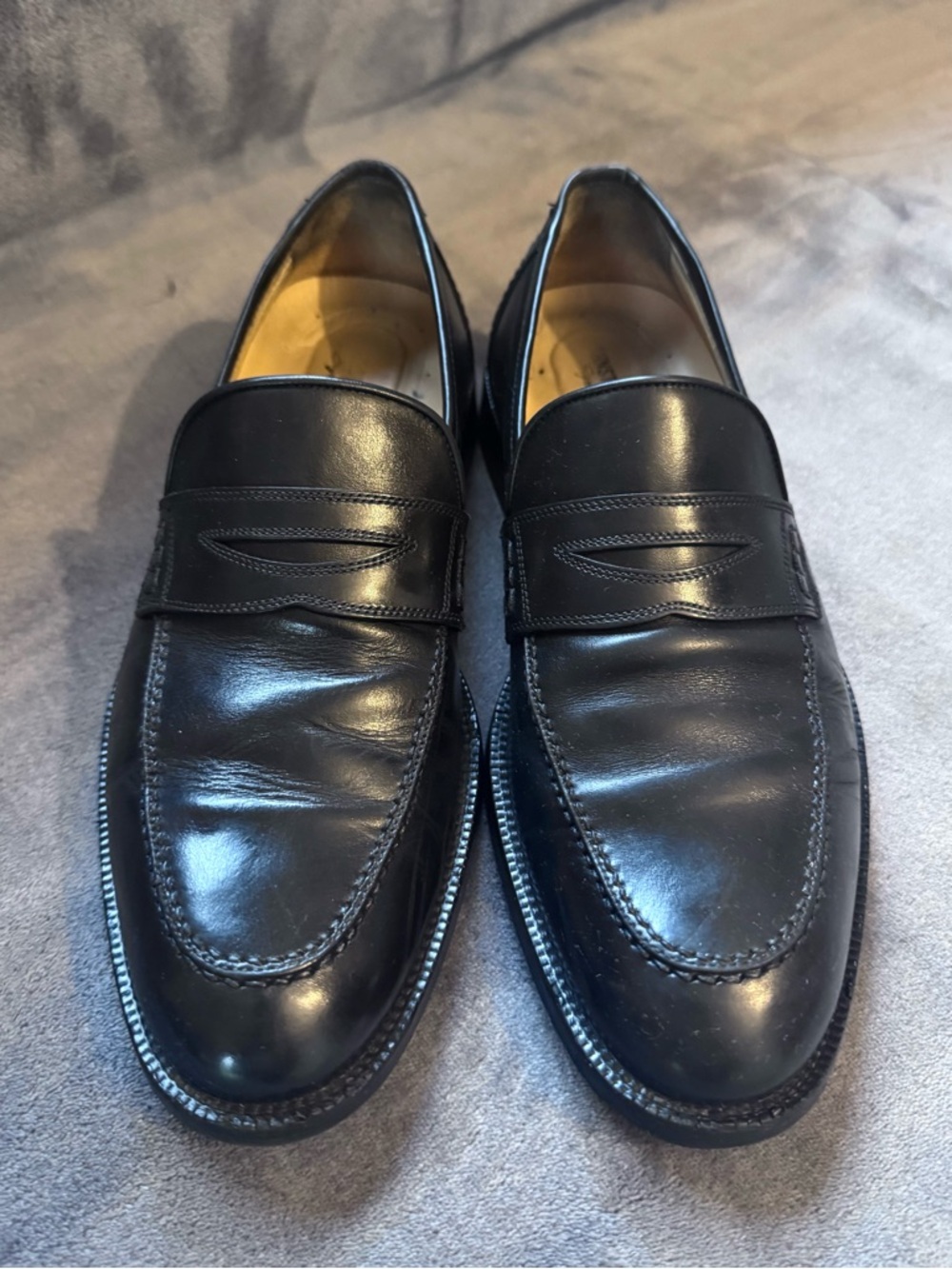 Johnston & Murphy Black Leather Penny Loafers - Sleek Dress Slip-Ons - Picture 13 of 13